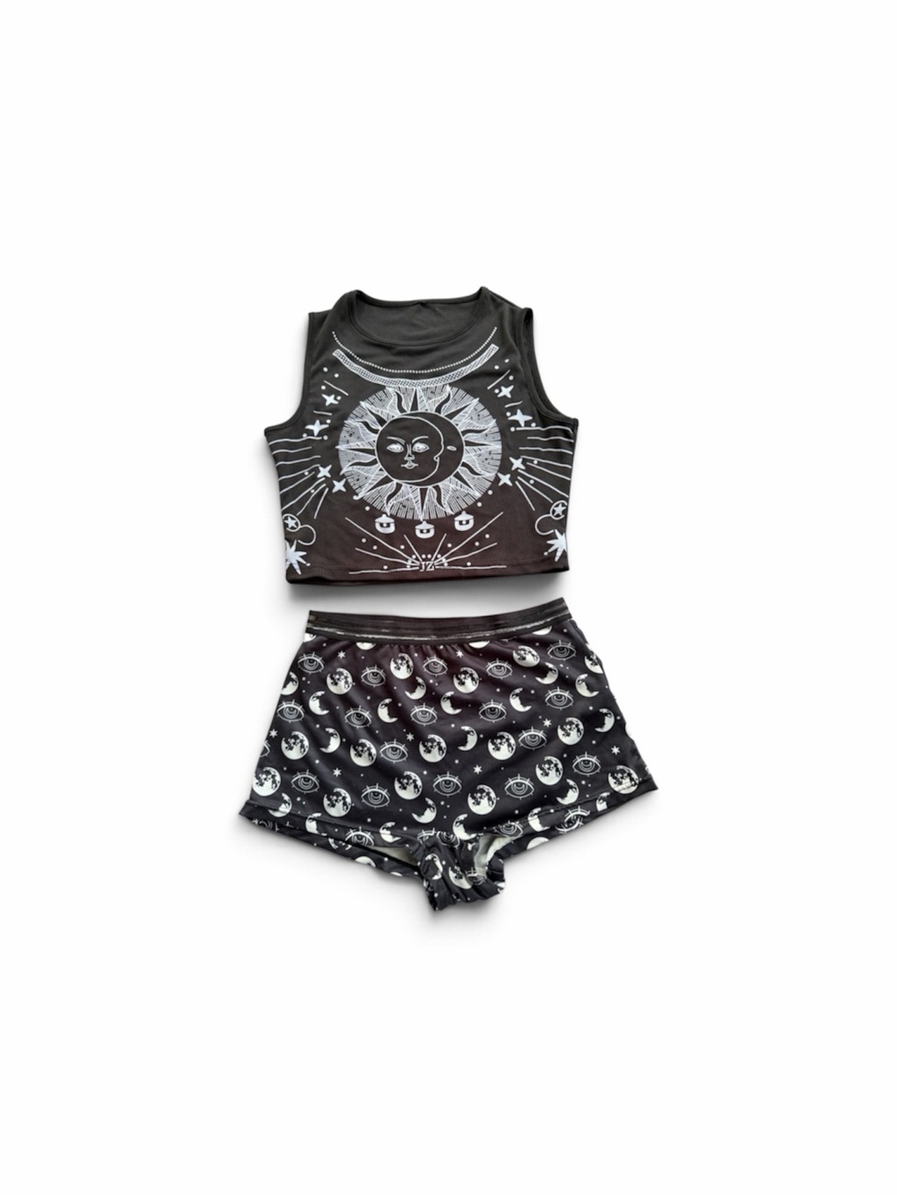 Black Moon & Sun Two-Piece Pajama Set